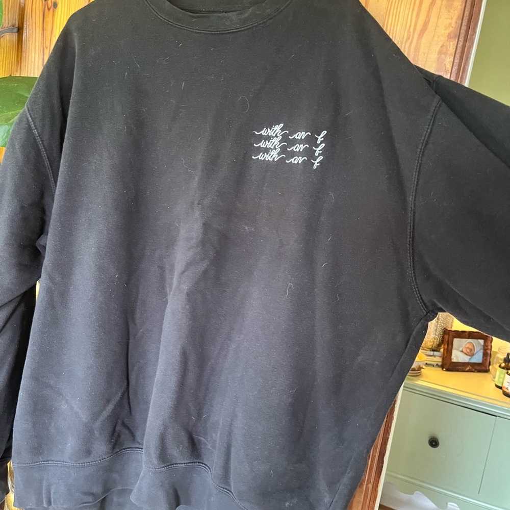 Black Crewneck Sweatshirt Essential Casual Top